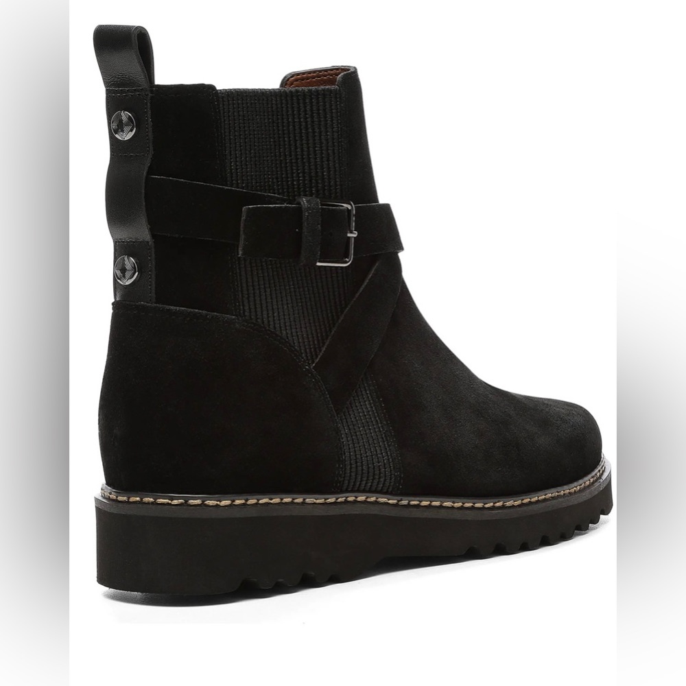 Buckled lug sole bootie